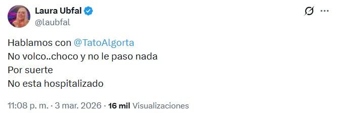 El joven sufrió un accidente automovilístico en Uruguay, generando preocupación entre sus seguidores.