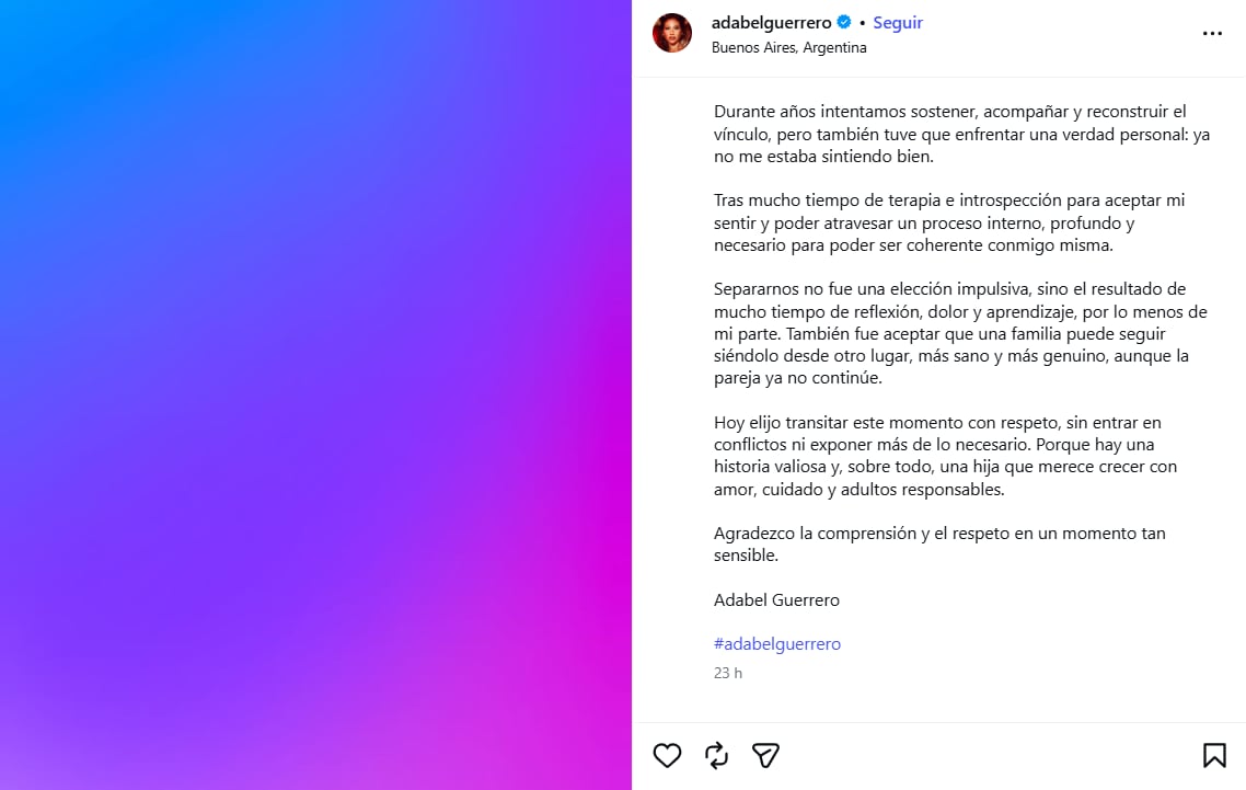 La bailarina habló sobre el desgaste en su relación con Martín Lamela y su enfoque en su hija.