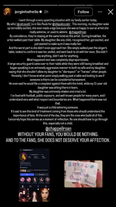 La cantante se pronunció tras el escándalo en Brasil por la acusación de un futbolista.