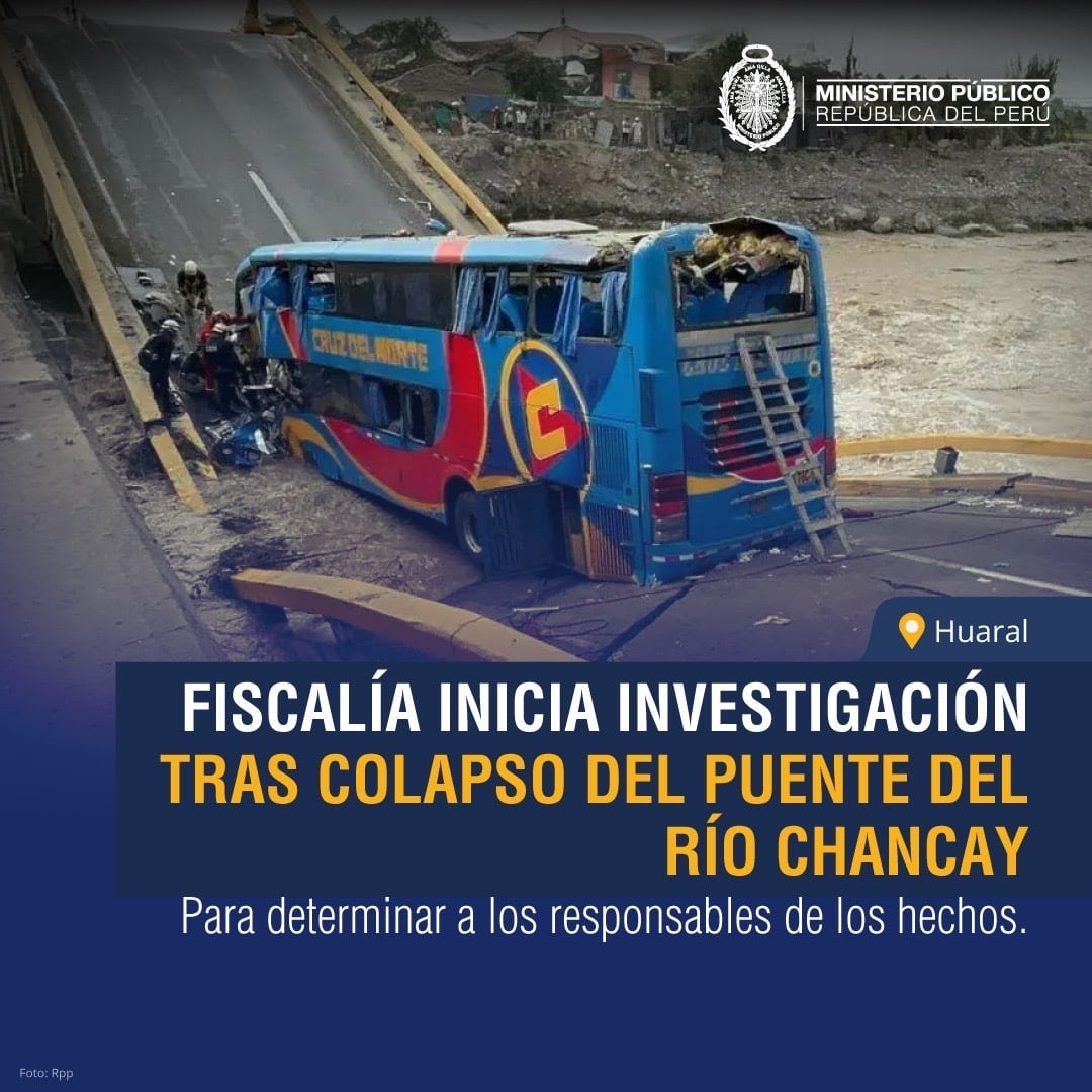 Un puente en Chancay se derrumbó, resultando en dos muertes y al menos 38 heridos tras caer un bus al río.