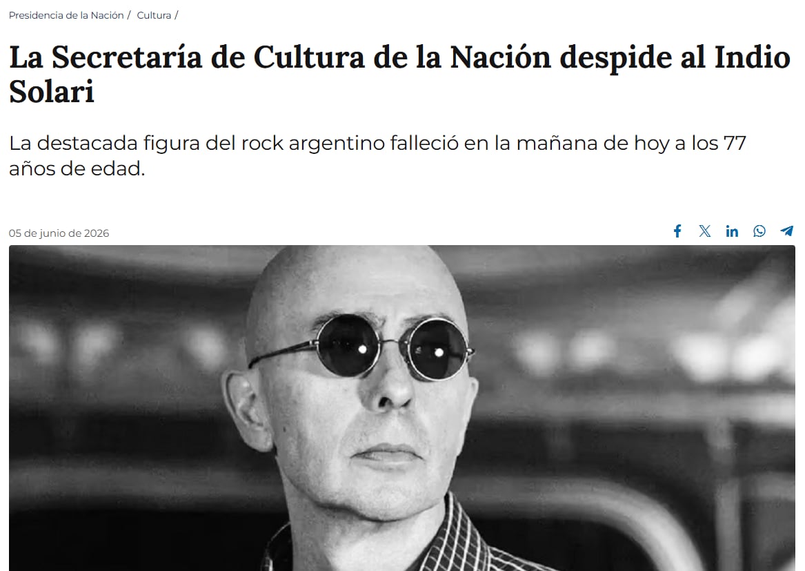 El mundo del rock llora la partida del icónico Indio Solari, líder de Los Redonditos de Ricota.