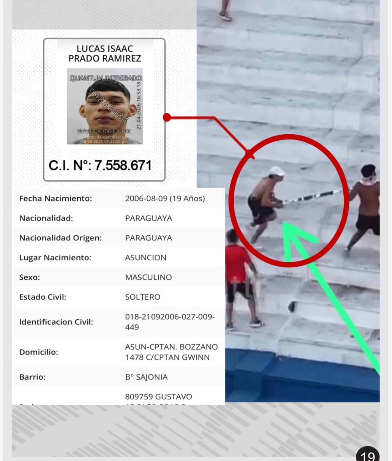Lucas Isaac Prado Ram&iacute;rez fue arrestado por orden judicial tras incidentes en el supercl&aacute;sico del 19 de abril.