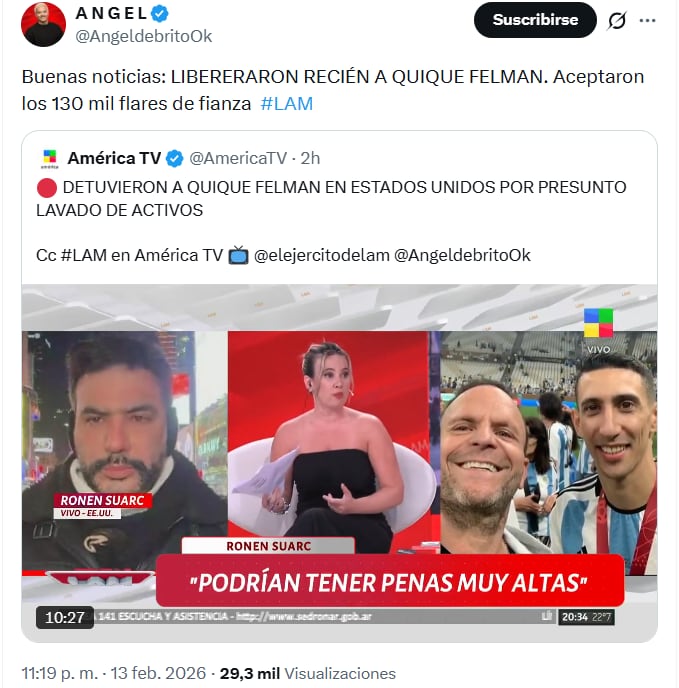 El periodista deportivo fue arrestado en Miami y ahora está en libertad mientras continúa la investigación.