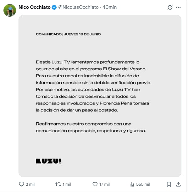 Flor Peña generó controversia al dar información falsa sobre la salud del padre de Messi en vivo.