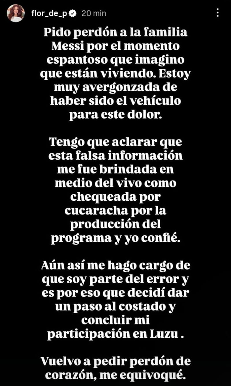 Flor Peña generó controversia al dar información falsa sobre la salud del padre de Messi en vivo.