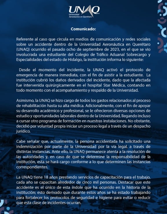 Xóchitl Zenteno, estudiante de la UNAQ, sufrió una fractura en la columna tras un accidente en un tobogán inflable.