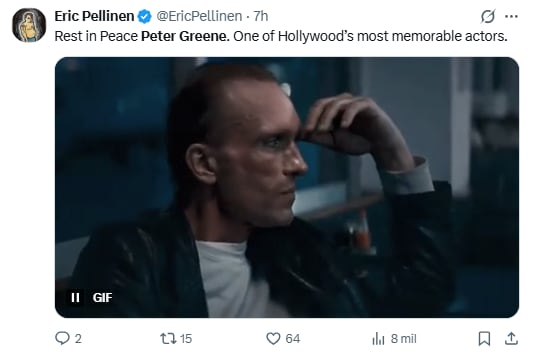 El actor Peter Greene, conocido por su papel en Pulp Fiction, murió a los 60 años en Nueva York.