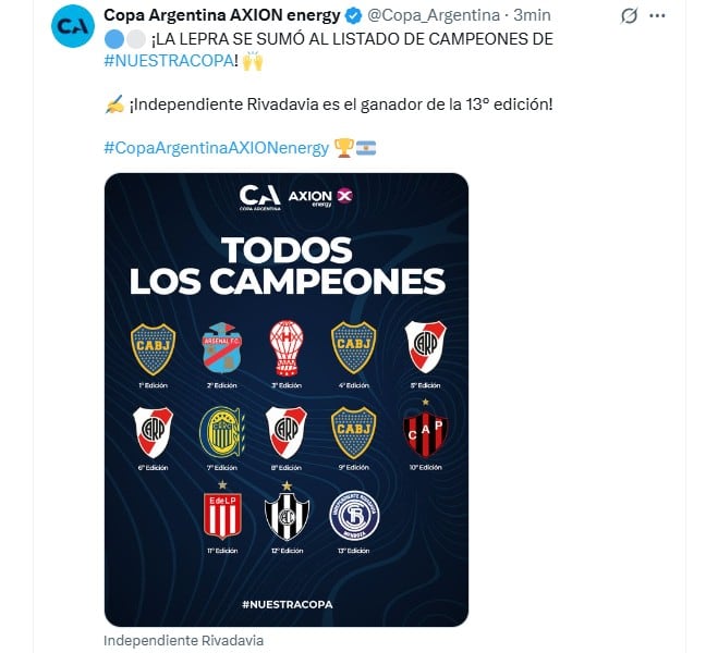 El club mendocino se consagró campeón tras vencer a Argentinos Juniors en penales.