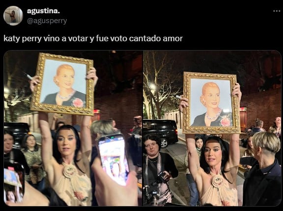 Katy Perry cautivó en Argentina y generó furor con un cuadro de Evita.