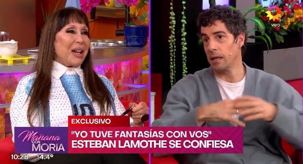 Esteban Lamothe reveló en vivo su fantasía con Moria Casán durante un divertido programa.