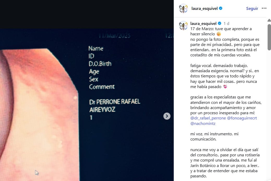 La cantante compartió su experiencia con un problema de salud que afectó su carrera.