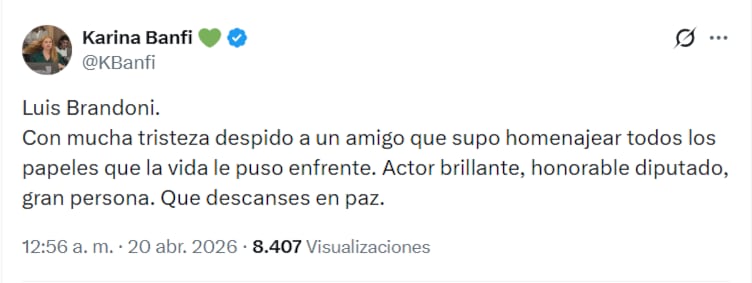 El actor Luis Brandoni falleció a los 86 años, generando múltiples homenajes en redes sociales.