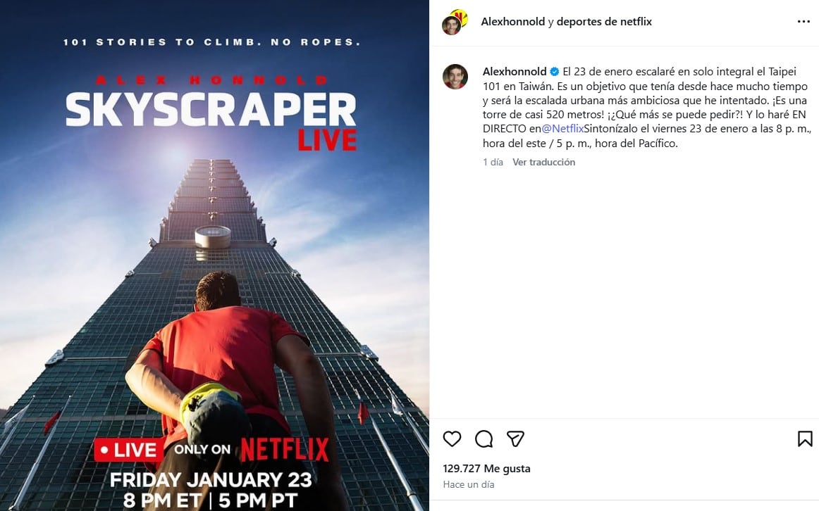 El famoso escalador Alex Honnold se enfrentará a un nuevo desafío en Taiwán el 23 de enero.