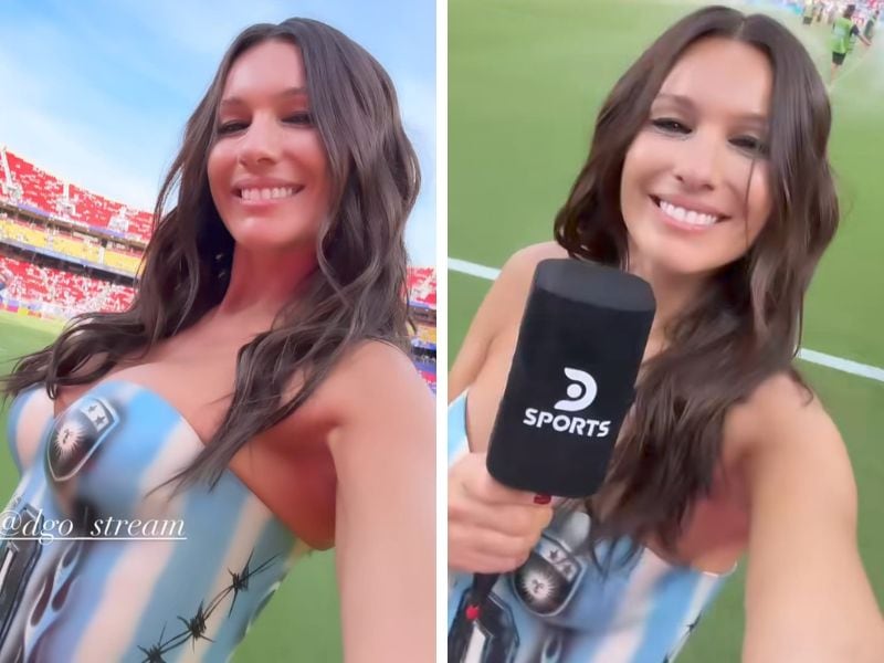 La modelo Carolina Pampita Ardohain cautivó con un corset inspirado en la camiseta argentina.