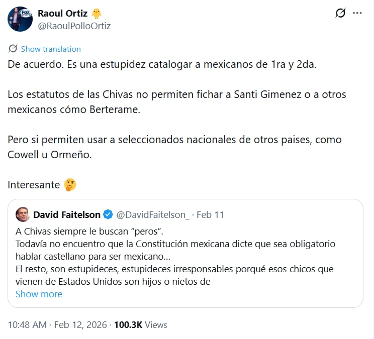 El debate sobre la inclusión de extranjeros en Chivas genera controversia entre periodistas deportivos.