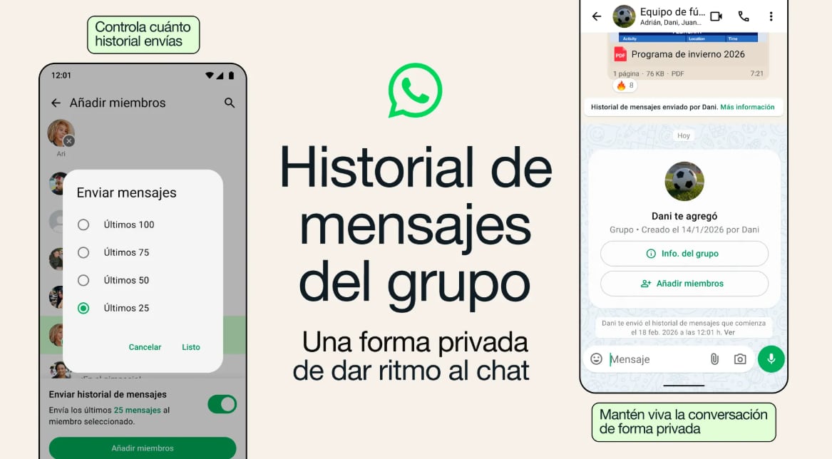 WhatsApp presenta una herramienta para que nuevos miembros lean mensajes anteriores en grupos.